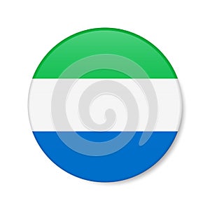 Sierra Leone circle button icon. Salone round badge flag. 3D realistic isolated vector illustration