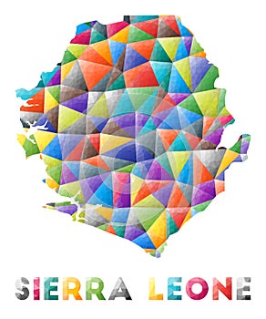 Sierra Leone - colorful low poly country shape.