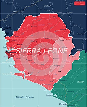 Sierra Leone country detailed editable map