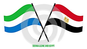 Sierra Leone and Egypt Flags Crossed And Waving Flat Style. Official Proportion. Correct Colors