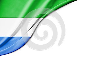 Sierra Leone flag. 3d illustration. with white background space for text