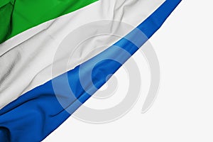 Sierra Leone flag of fabric with copyspace for your text on white background