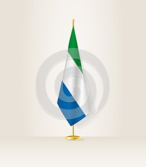Sierra Leone flag on a flag stand