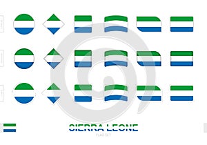 Sierra Leone flag set, simple flags of Sierra Leone with three different effects