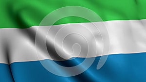 Sierra Leone Flag. Waving Fabric Satin Texture Flag of Sierra Leone 3D illustration