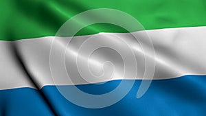 Sierra Leone Flag. Waving Fabric Satin Texture Flag of Sierra Leone 3D illustration