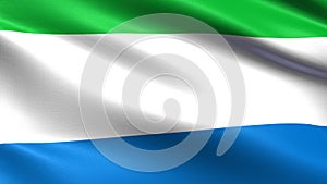 Sierra Leone flag, with waving fabric texture photo