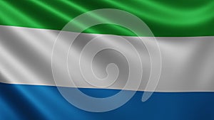Sierra Leone flag in the wind closeup, the national flag of Sierra Leone flutters in 3d, in 4k resolution