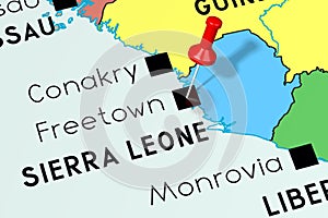 Sierra Leone, Freetown - capital city, pinned on political map