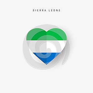 Sierra Leone heart shaped flag. Origami paper cut Salone national banner