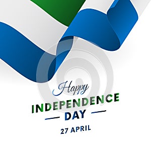 Sierra Leone Independence Day. 27 April. Waving flag in heart. Vector.