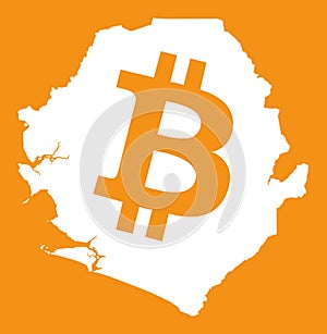 Sierra Leone map with bitcoin crypto currency symbol illustratio