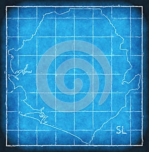 Sierra Leone map blue print artwork illustration silhouette