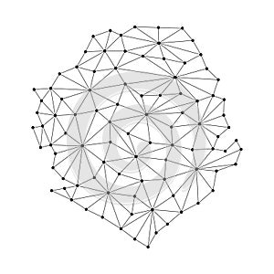 Sierra Leone map of polygonal mosaic lines network, rays, dots illustration.