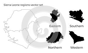 Sierra Leone map with shapes of regions.