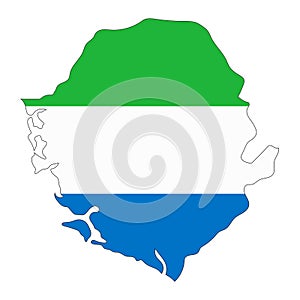 Sierra Leone map silhouette with flag isolated on white background