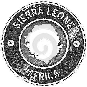 Sierra Leone map vintage stamp.