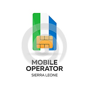 Sierra Leone mobile operator. SIM card with flag. Vector illustration.