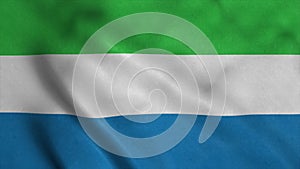 Sierra Leone National Flag - 4K seamless loop animation of the Sierra Leonean flag. Highly detailed realistic 3D
