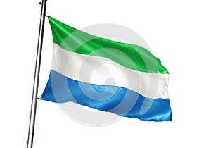 Sierra Leone national flag waving isolated on white background realistic 3d illustration