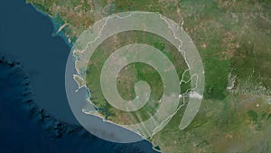 Sierra Leone outlined. High-res satellite