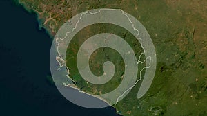 Sierra Leone outlined. Low-res satellite