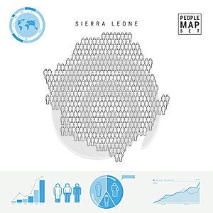 Sierra Leone People Icon Map. Stylized Vector Silhouette of Sierra Leone. Population Growth and Aging Infographics