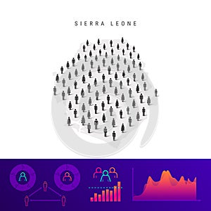 Sierra Leone people map. Detailed vector silhouette. Mixed crowd of men and women. Population infographic elements