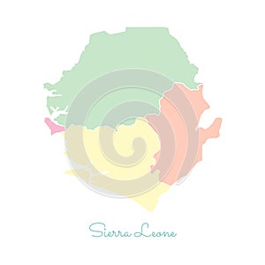 Sierra Leone region map: colorful with white.