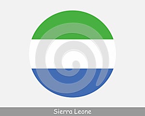 Sierra Leone Round Circle Flag. Sierra Leonean Circular Button Banner Icon. EPS Vector photo