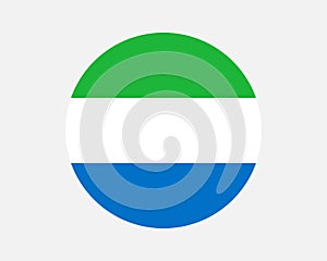 Sierra Leone Round Country Flag. Sierra Leonean Circle National Flag photo