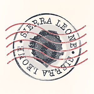 Sierra Leone Stamp Map Postal Design. A Silhouette Seal Passport Round Design. Old Vector Icon Retro Design Travel.