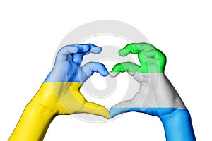 Sierra Leone Ukraine Heart, Hand gesture making heart