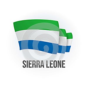 Sierra Leone vector flag. Bended flag of Sierra Leone, realistic vector illustration