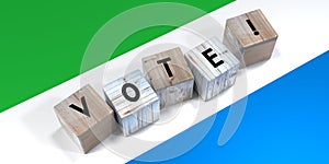 Sierra Leone - vote cube words and national flag - election concept