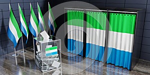 Sierra Leone - voting booths and ballot box