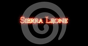 Sierra Leone written with fire. Loop