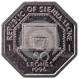 50 Sierra Leonean leones coin, 1996, reverse photo