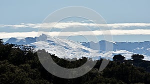 Sierra Nevada with snow view from the natural park of the Sierra de HuÃÂ©tor in Granada photo