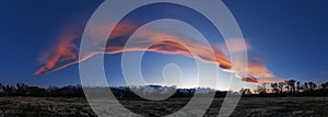 Sierra Wave Cloud Sunset Panorama Over Bishop California