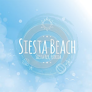siesta beach label. Vector illustration decorative design