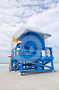Siesta Key Beach, Florida USA, blue colorful lifeguard house photo