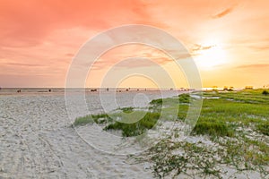 Siesta Key Beach at sunset in Florida