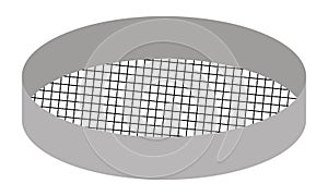 Sieve for sifting flour for baking and bread. Kitchen tool isolated on a white background. Flat style. Vector.