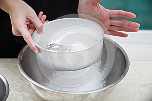 Sifting flour