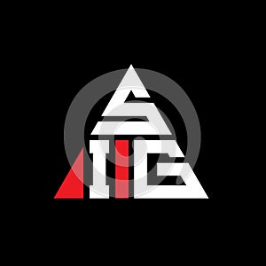SIG triangle letter logo design with triangle shape. SIG triangle logo design monogram. SIG triangle vector logo template with red