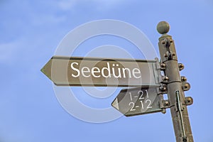 Sigh Seeduene - engl: ocean dune - at a streetname sign in List on island of Sylt