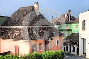 Sighisoara Colorful Traditional Houses In Old Town, Romania