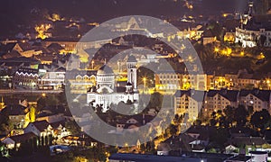 Sighisoara mdieval town at night.