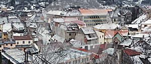 Sighisoara old building and roofs overview, Sighisoara City At Winter, Romania,Europe
